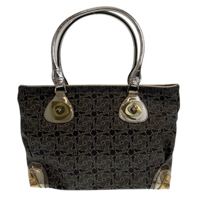 美品 CELINE セリーヌ ヴィンテージ サルキー 馬車柄 グレー マルチカラー シルバー金具 PVC トートバッグ ショルダーバッグ 506721 【中古】