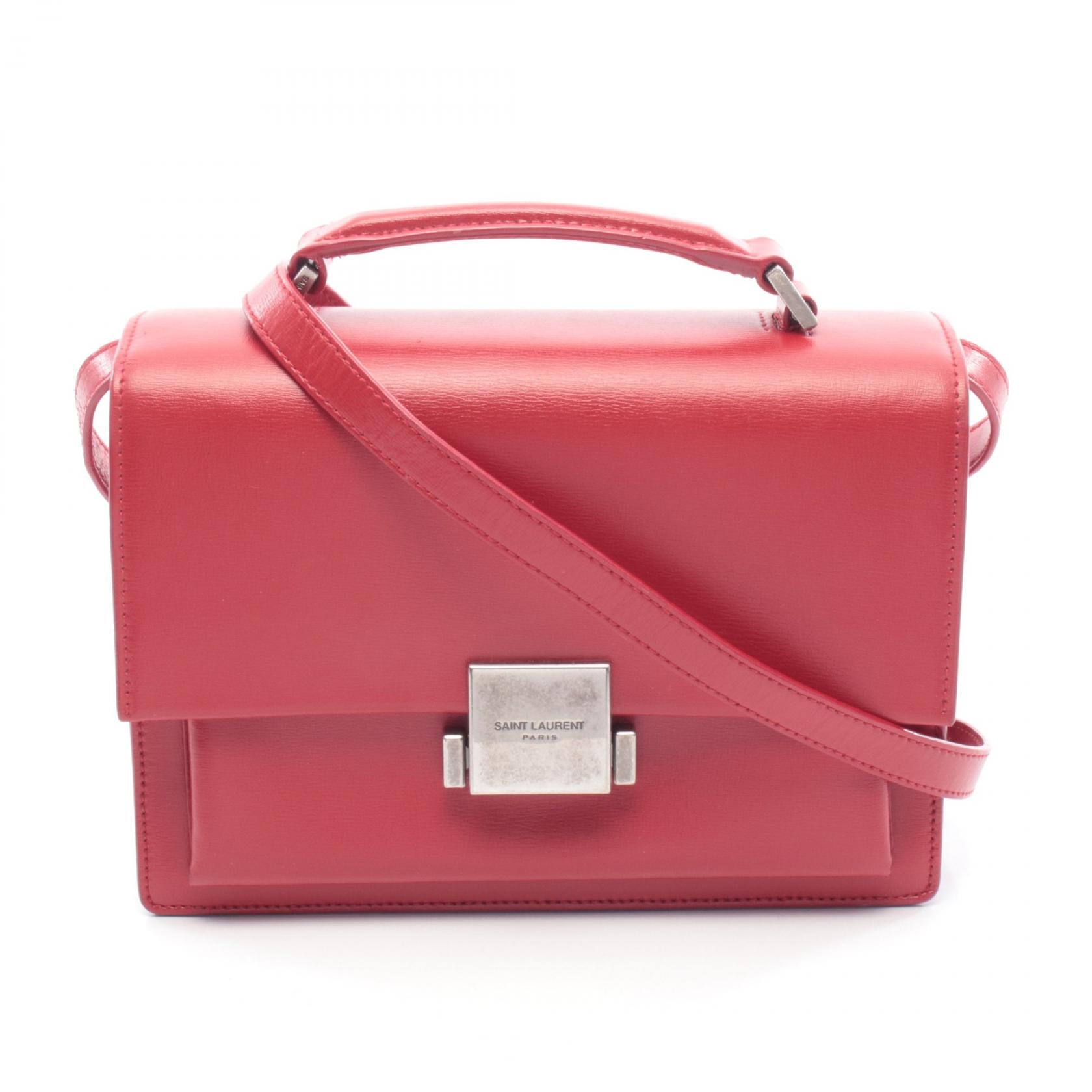 サンローランパリ SAINT LAURENT PARIS ベルシャス ミディアム ショルダーバッグ バッグ レザー レディース レッド系 482051 【中古】