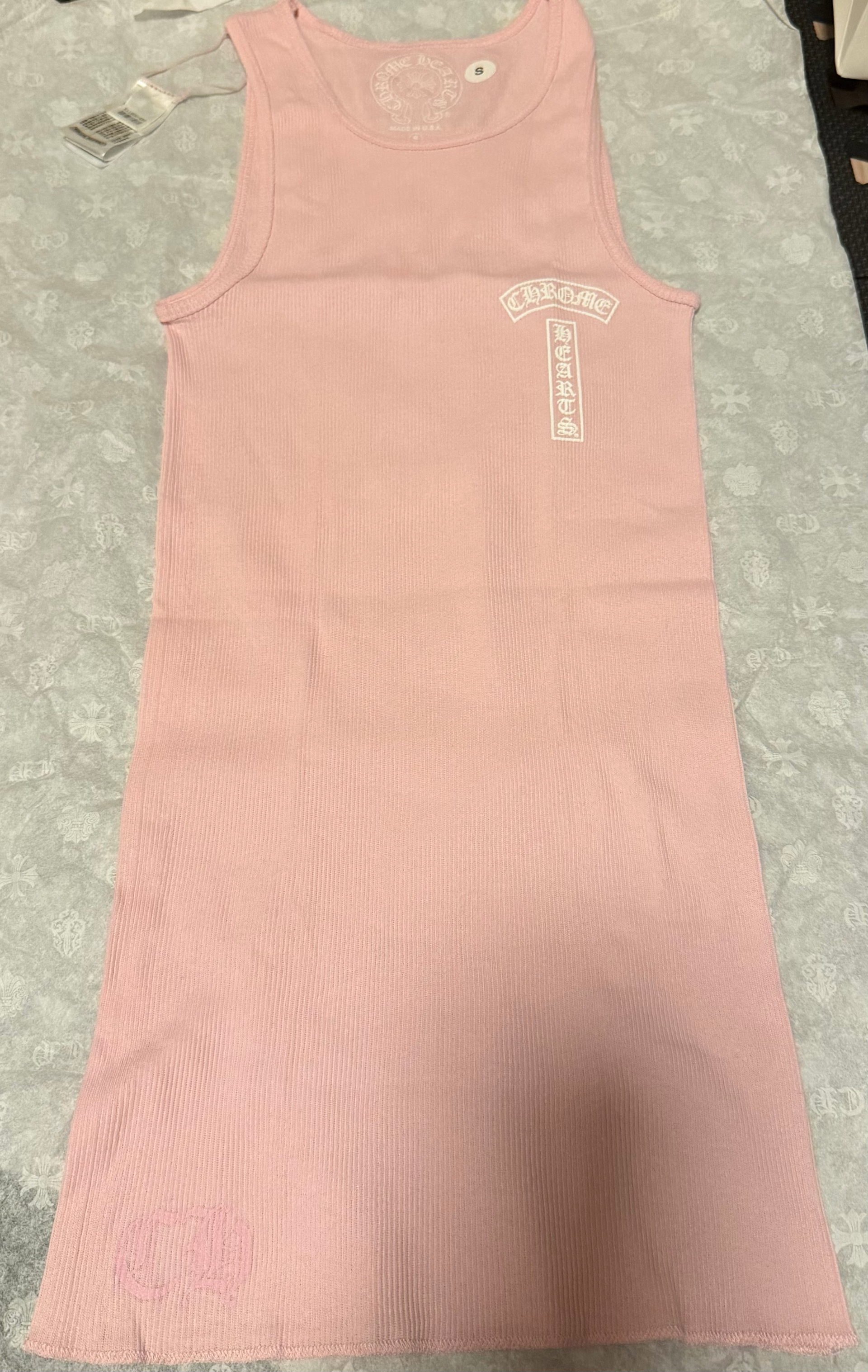 Chrome Hearts T-Bar Logo Back CrossPrint Tank Top "Pink"