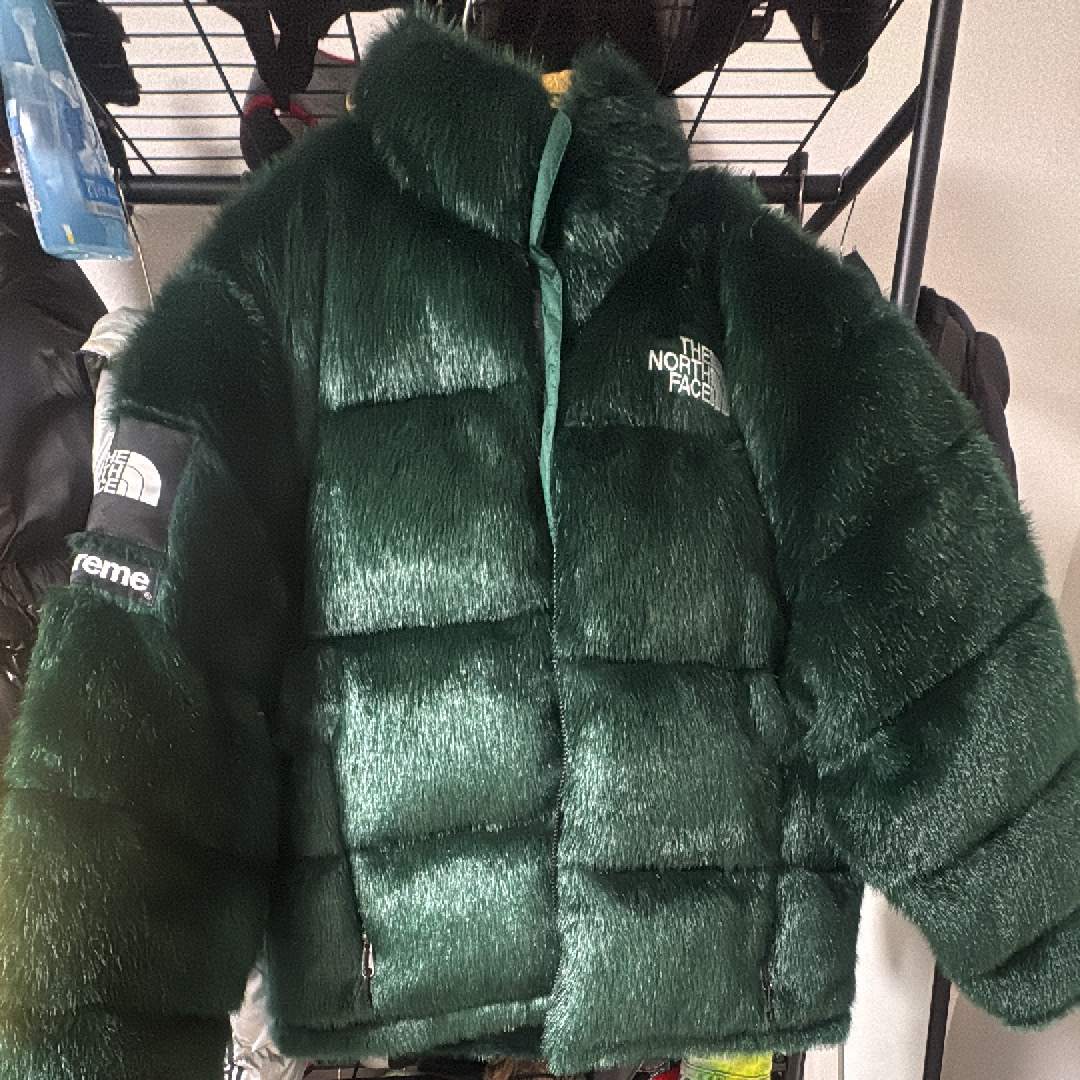 Supreme x The North Face Faux Fur Nuptse Jacket "Green"