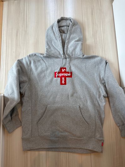 Supreme Cross Box Logo Hooded Sweatshirt "Grey"