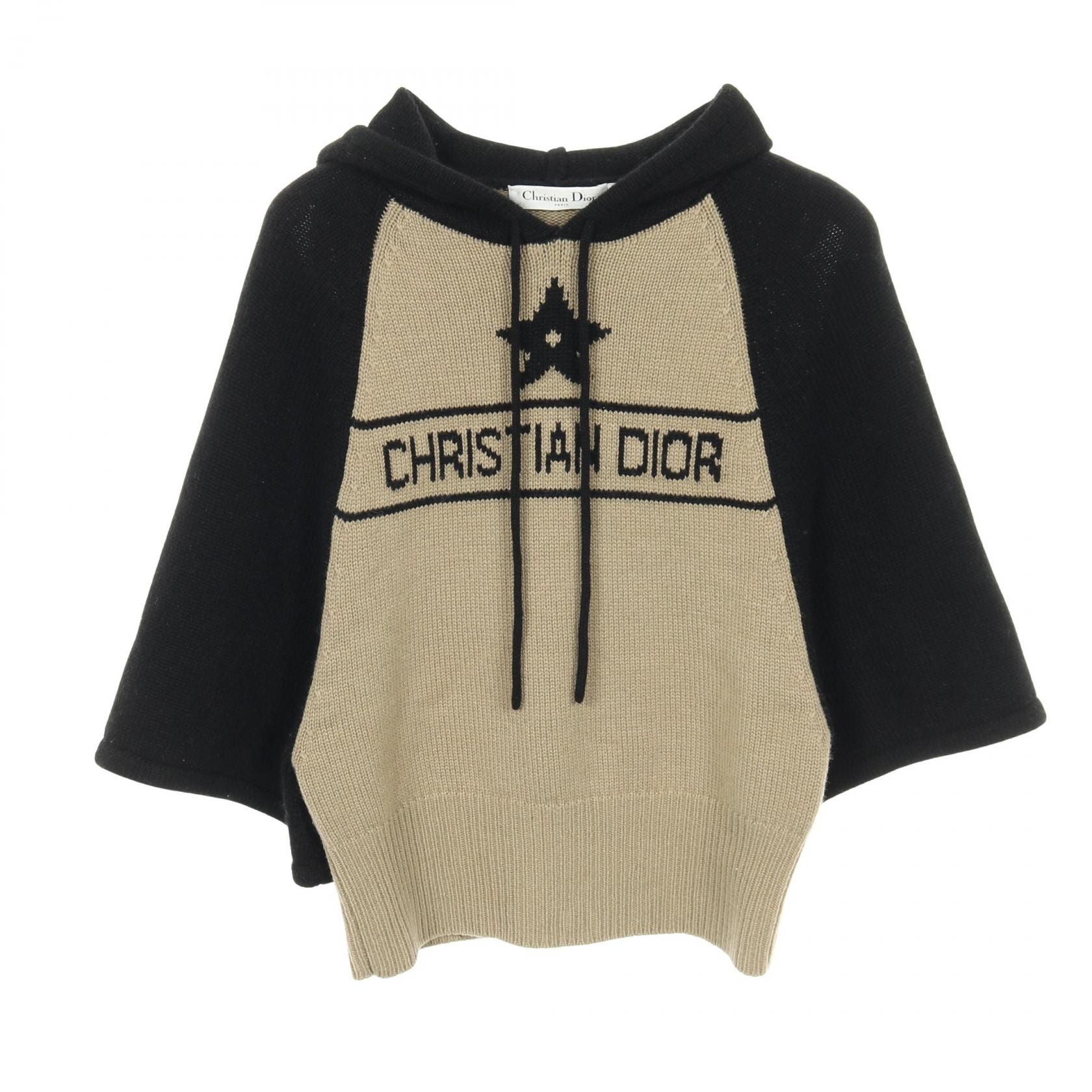 ディオール Dior ニット パーカー 衣料品 トップス カシミヤ レディース ベージュ系 / ブラック系 【中古】