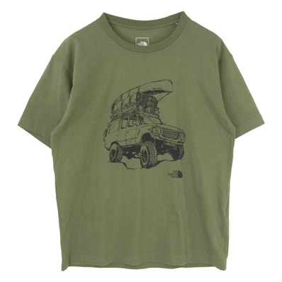 THE NORTH FACE ノースフェイス NT32303Z S/S 4WD Tee グラフィック プリント Tシャツ 半袖 カットソー カーキ系 XL【中古】