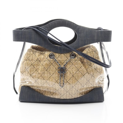 シャネル CHANEL CHANEL 31 ラージ ショッピングバッグ 2WAY ショルダーバッグ バッグ ビニール デニム ストロー レディース ネイビー系 / ベージュ系 AS0517 【中古】