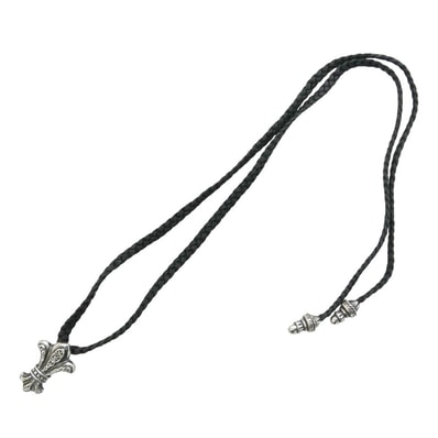 Chrome Hearts Old CH Fleur XS Leather Blade Bolotie Necklace Silver 925 "Silver/Black"