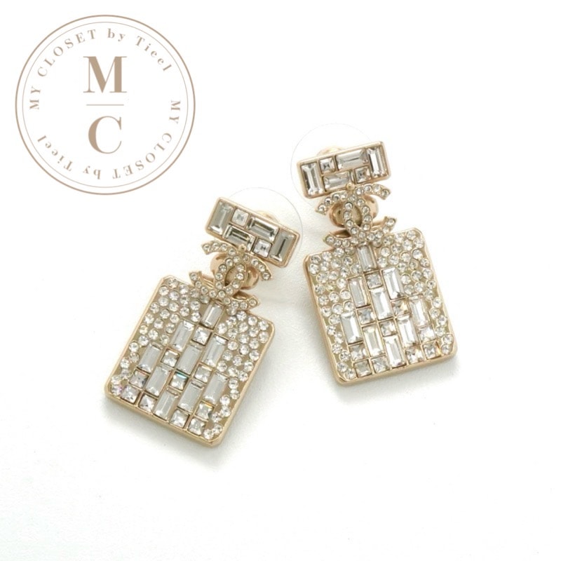 シャネル CHANEL ピアス イヤリング ゴールド ココマーク ラインストーン 香水瓶 ボトル