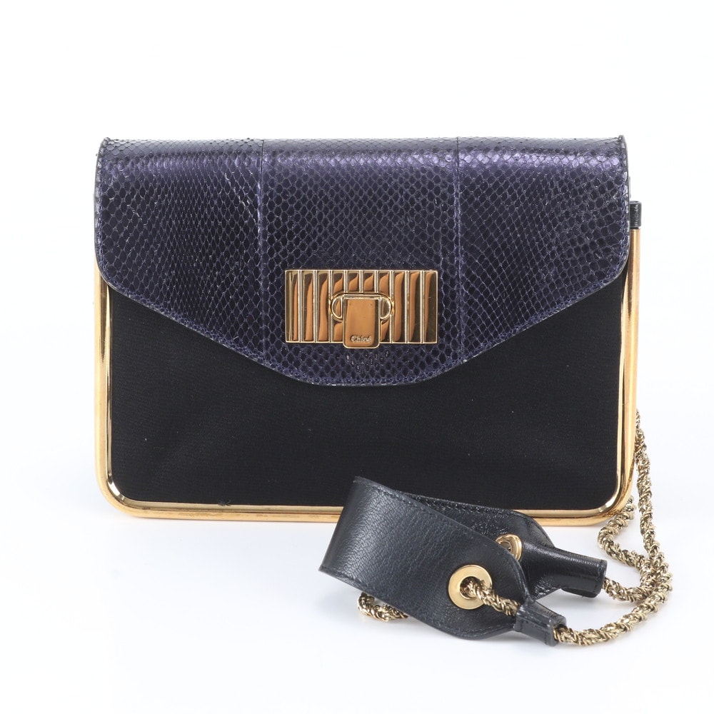 ■美品 クロエ サリーショルダーバッグ パイソン レザー