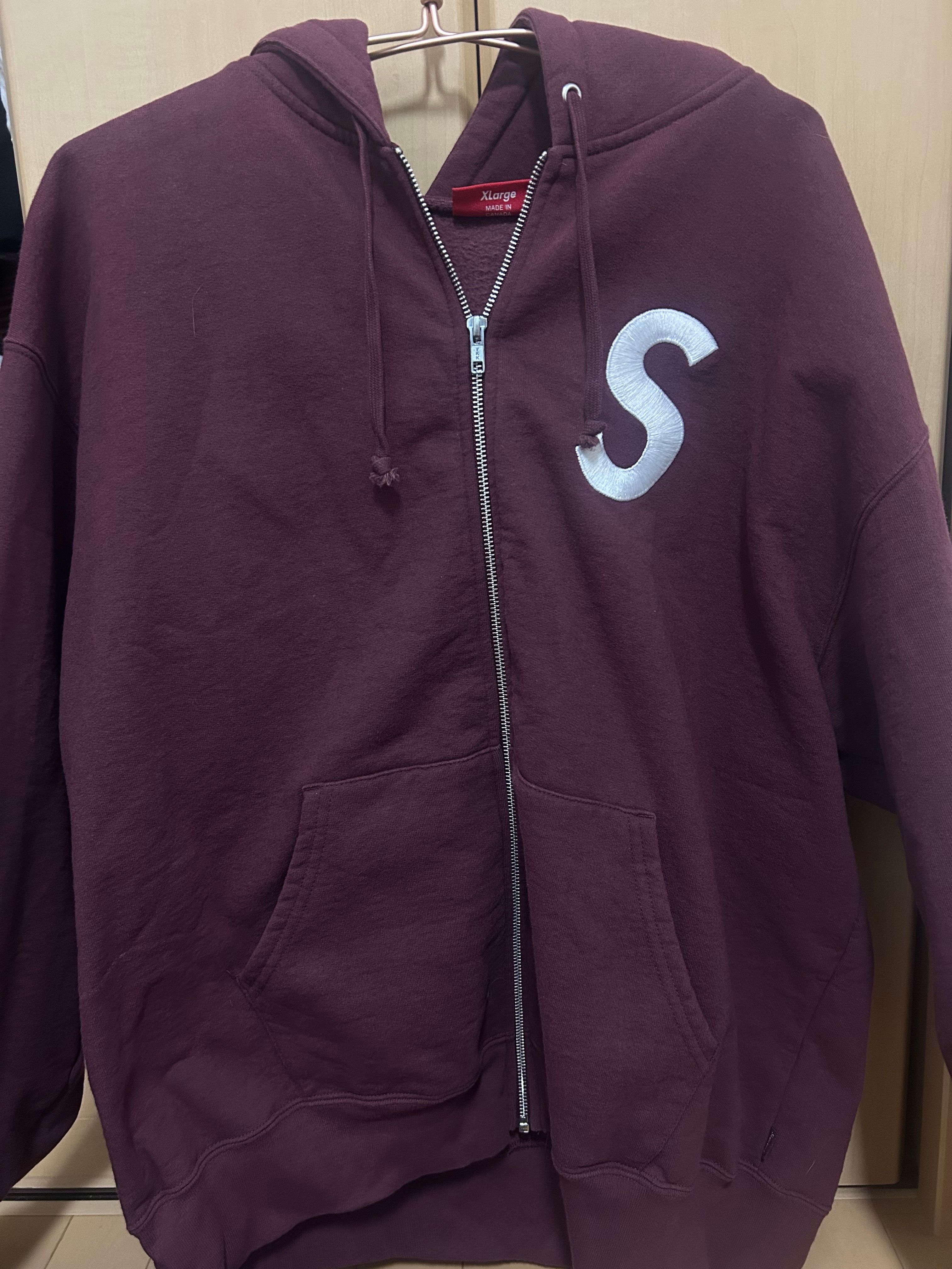 Supreme S Logo Zip Up Hooded Sweatshirt "Maroon"