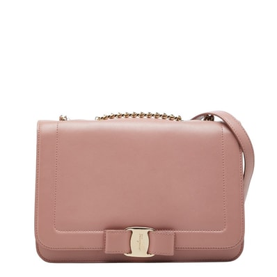 サルヴァトーレフェラガモ チェーンショルダーバッグ ピンク レザー レディース Salvatore Ferragamo 【中古】