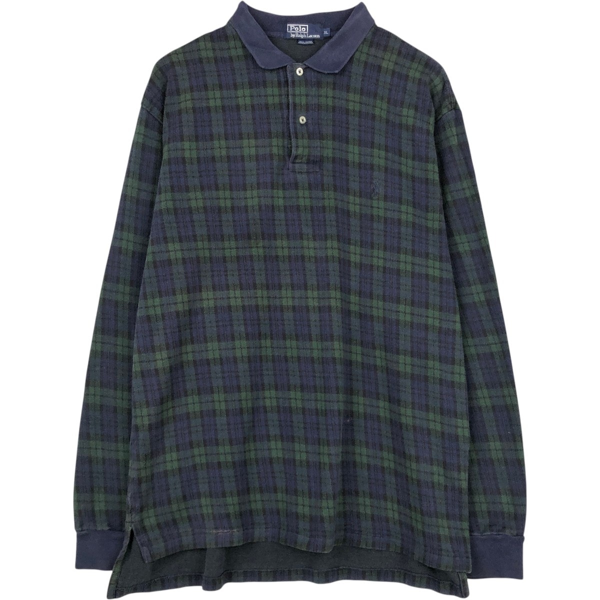 古着 ラルフローレン Ralph Lauren POLO by Ralph Lauren ブラックウォッチチェック 長袖 チェック ポロシャツ カナダ製 メンズXL相当/eaa667611
