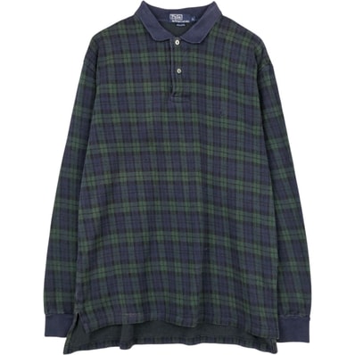 古着 ラルフローレン Ralph Lauren POLO by Ralph Lauren ブラックウォッチチェック 長袖 チェック ポロシャツ カナダ製 メンズXL相当/eaa667611