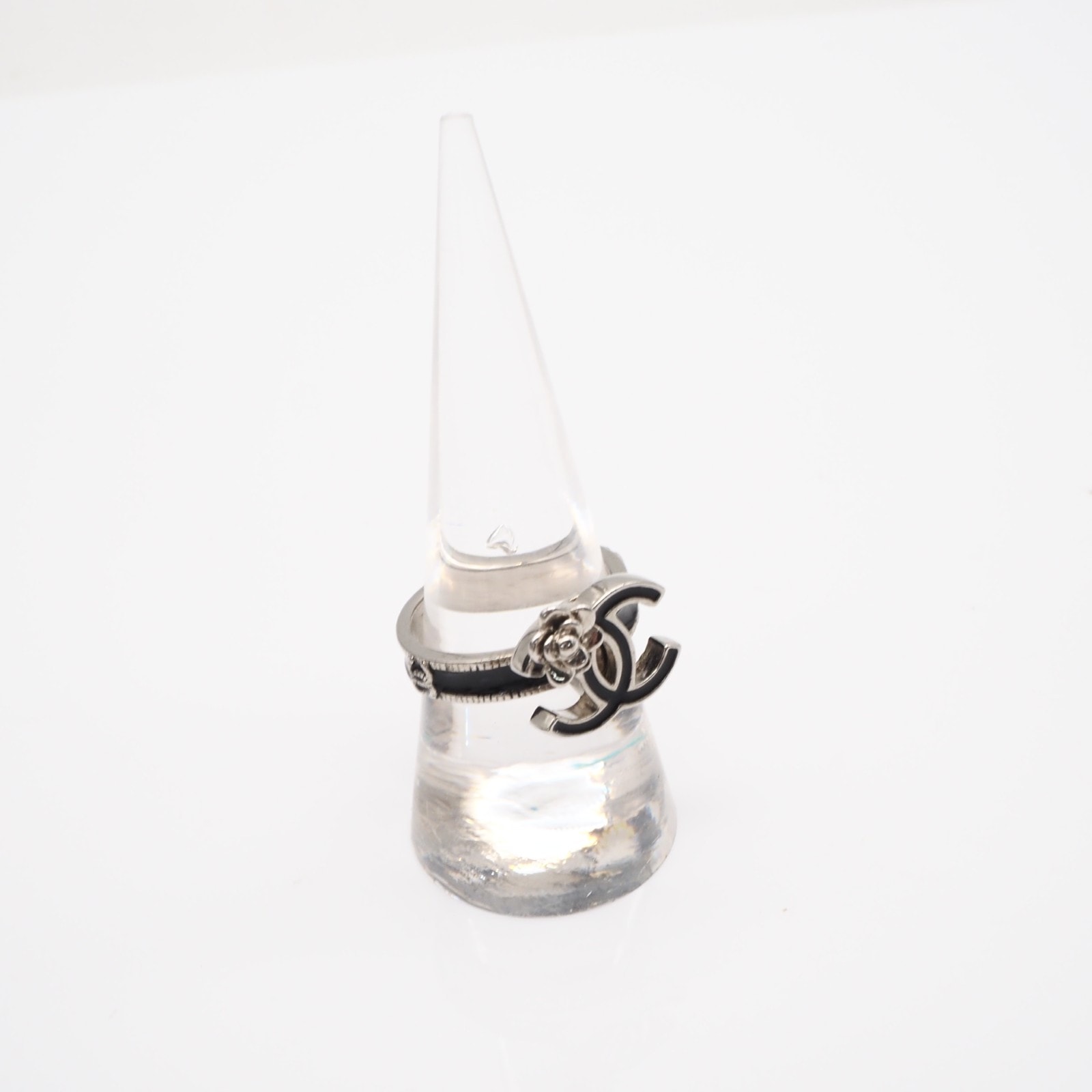 美品 CHANEL シャネル カメリア ココマーク リング 12号 SP 12号 - リング・指輪 ブラック シルバー SP レディース