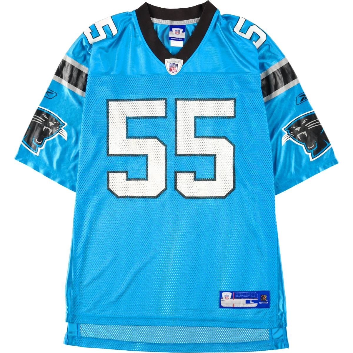 古着 リーボック Reebok NFL CAROLINA PANTHERS カロライナパンサーズ メッシュ Vネック フットボール七分袖Tシャツ メンズL相当/eaa662624