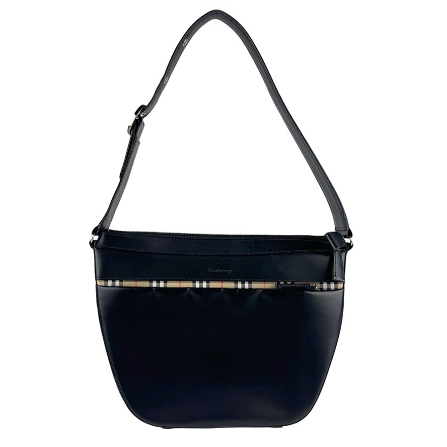 バーバリーズ Burberrys ショルダーバッグ レザー ブラック シルバー レディース【中古】 z7216