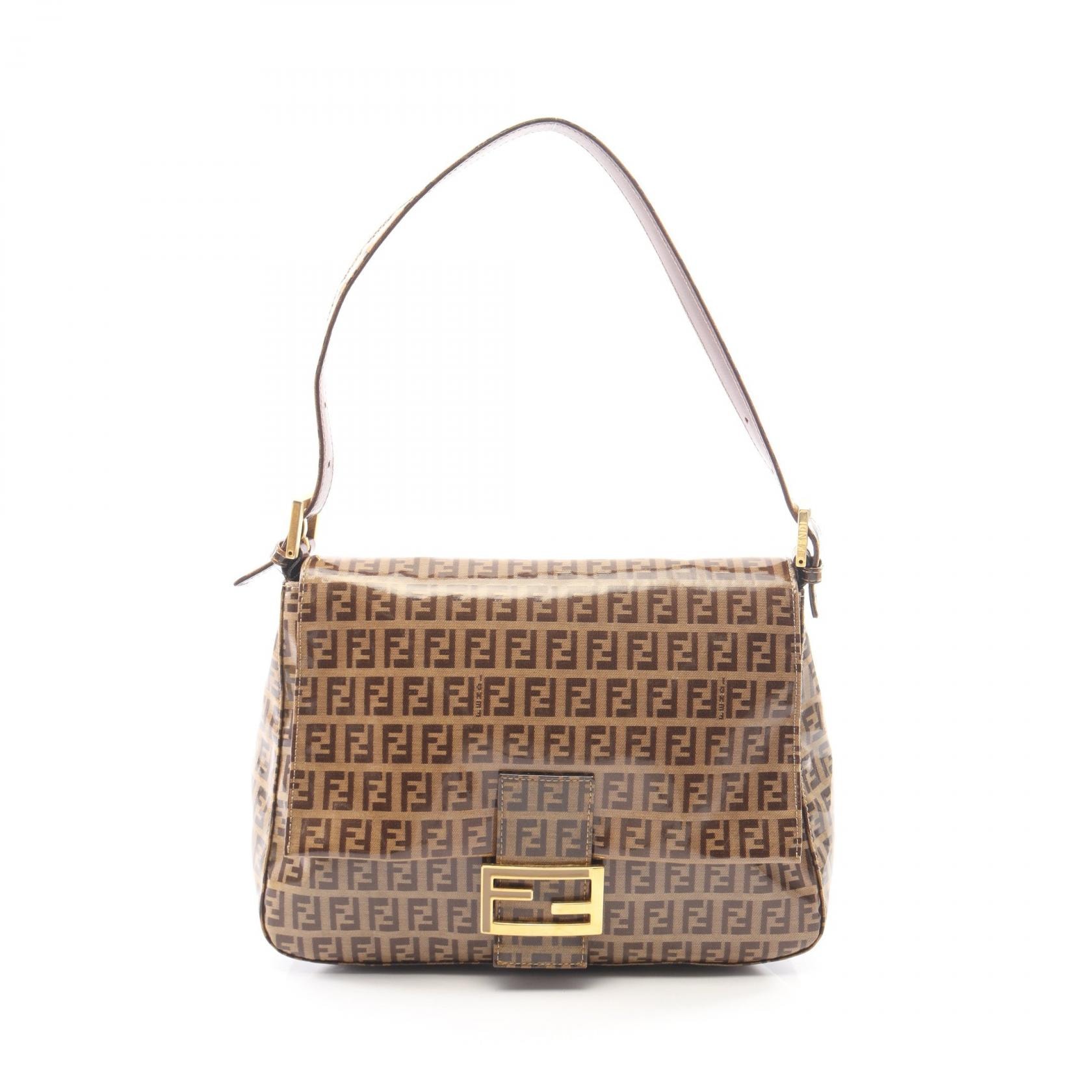 フェンディ FENDI ズッキーノ マンマバケット ショルダーバッグ バッグ PVCコーティングキャンバス レザー レディース ベージュ系 / ブラウン系 26325018 【中古】