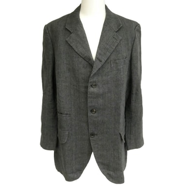 COMME des GARCONS HOMME DEUX コムデギャルソンオムドゥ 23SS DK-J047 AD2022 4B ポリ縮 ポリエステル縮絨加工 リネン テーラード ジャケット ダークグレー系 XL【中古】