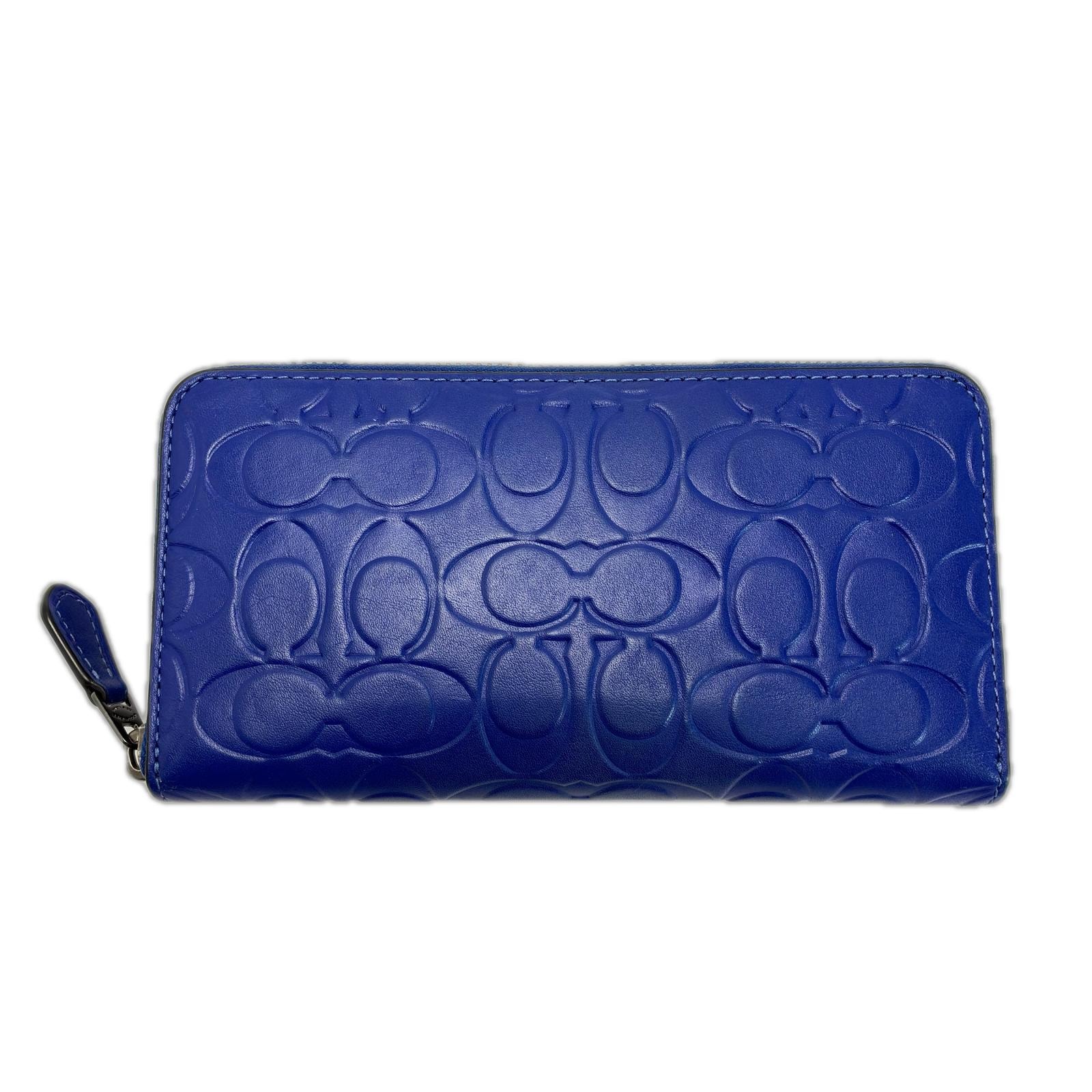 COACH コーチ ラウンドファスナー財布 CE551 ブルー レディース
