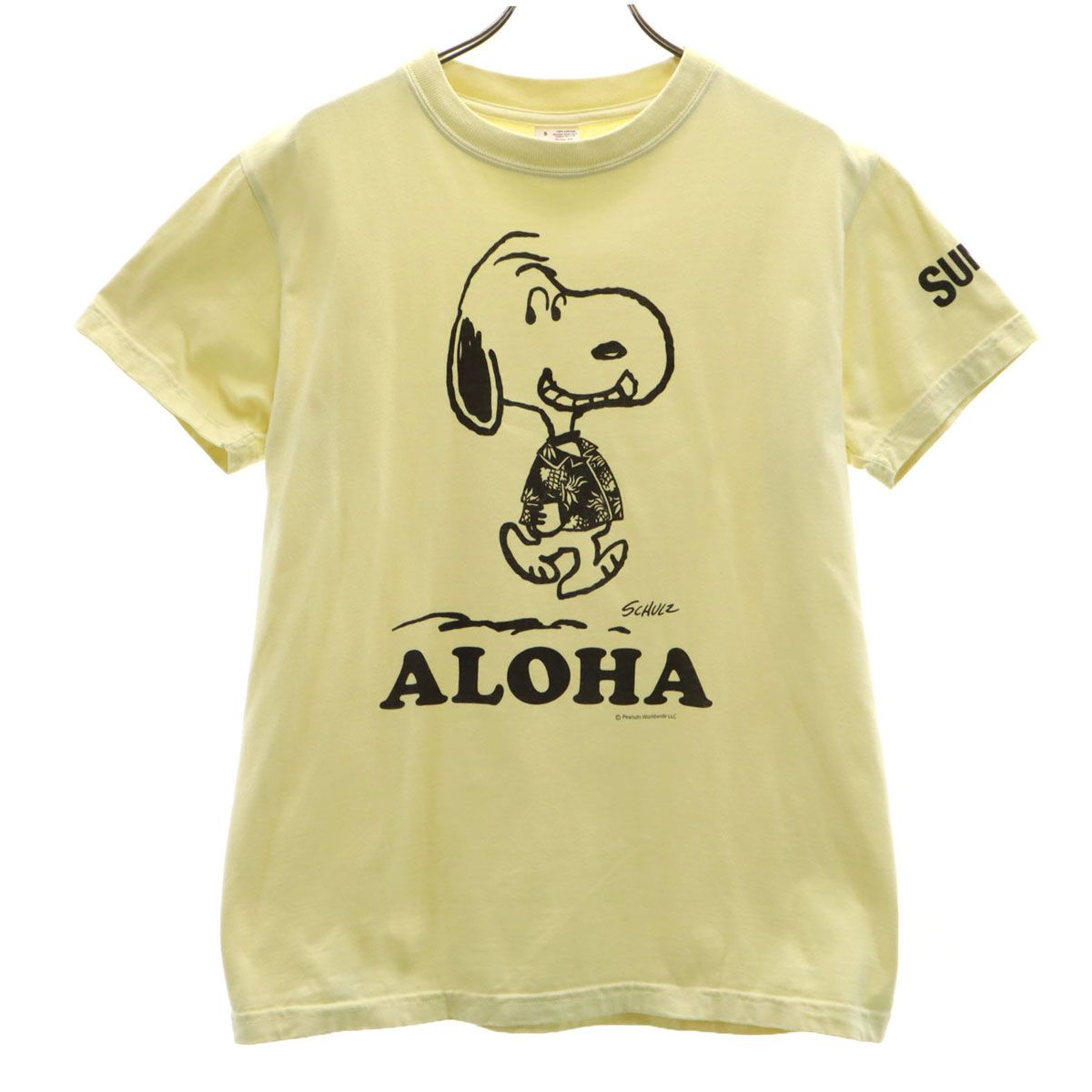 SUN SURF サンサーフ USA製 半袖 Tシャツ S イエロー系 スヌーピー