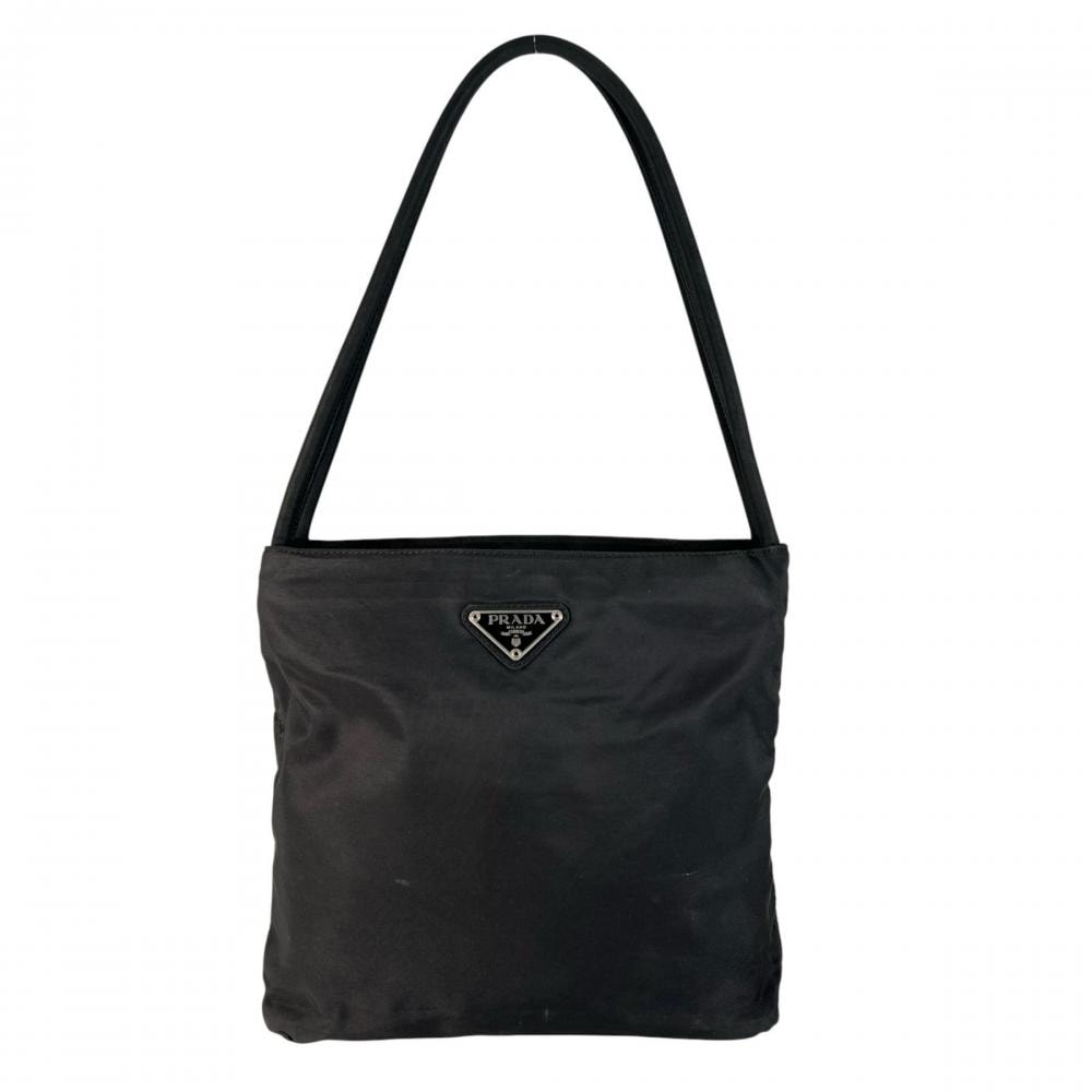 PRADA プラダ トートバッグ テスート トライアングルロゴ 肩掛け B6243 ナイロン    ブラック 黒 レディース【中古品】