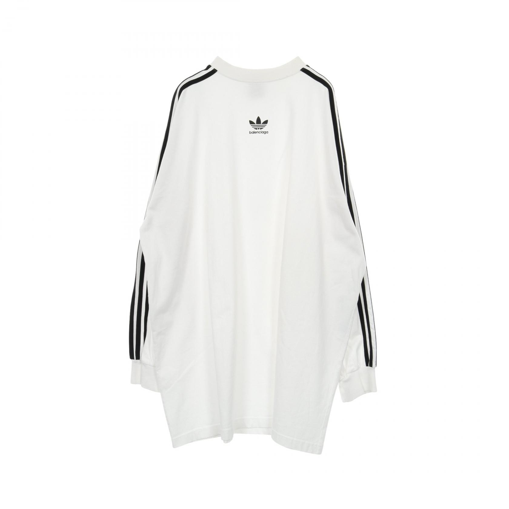 バレンシアガ BALENCIAGA BALENCIAGA × adidas ロングスリーブ カットソー 衣料品 トップス コットン メンズ ホワイト系 / ブラック系 728789 TNVA6 【中古】