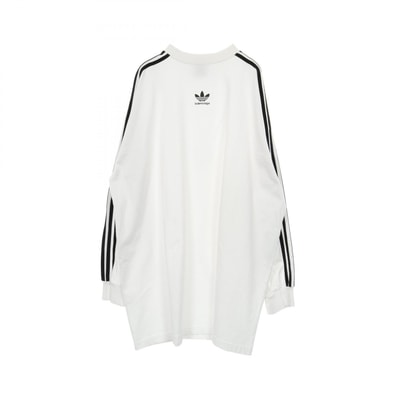 バレンシアガ BALENCIAGA BALENCIAGA × adidas ロングスリーブ カットソー 衣料品 トップス コットン メンズ ホワイト系 / ブラック系 728789 TNVA6 【中古】