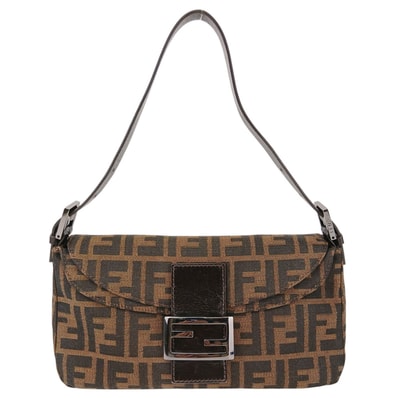 FENDI フェンディ ズッキーノ ズッカ ワンショルダーバッグ マンマバケット ショルダーバッグ 8BR003 キャンバス ブラウン レディース【中古】
