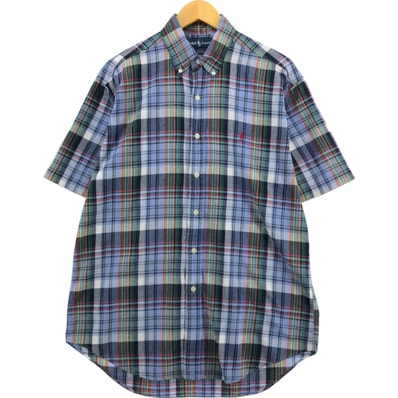 古着 ラルフローレン Ralph Lauren BLAKE マドラスチェック 半袖 ボタンダウン チェックシャツ メンズM相当/eaa546825