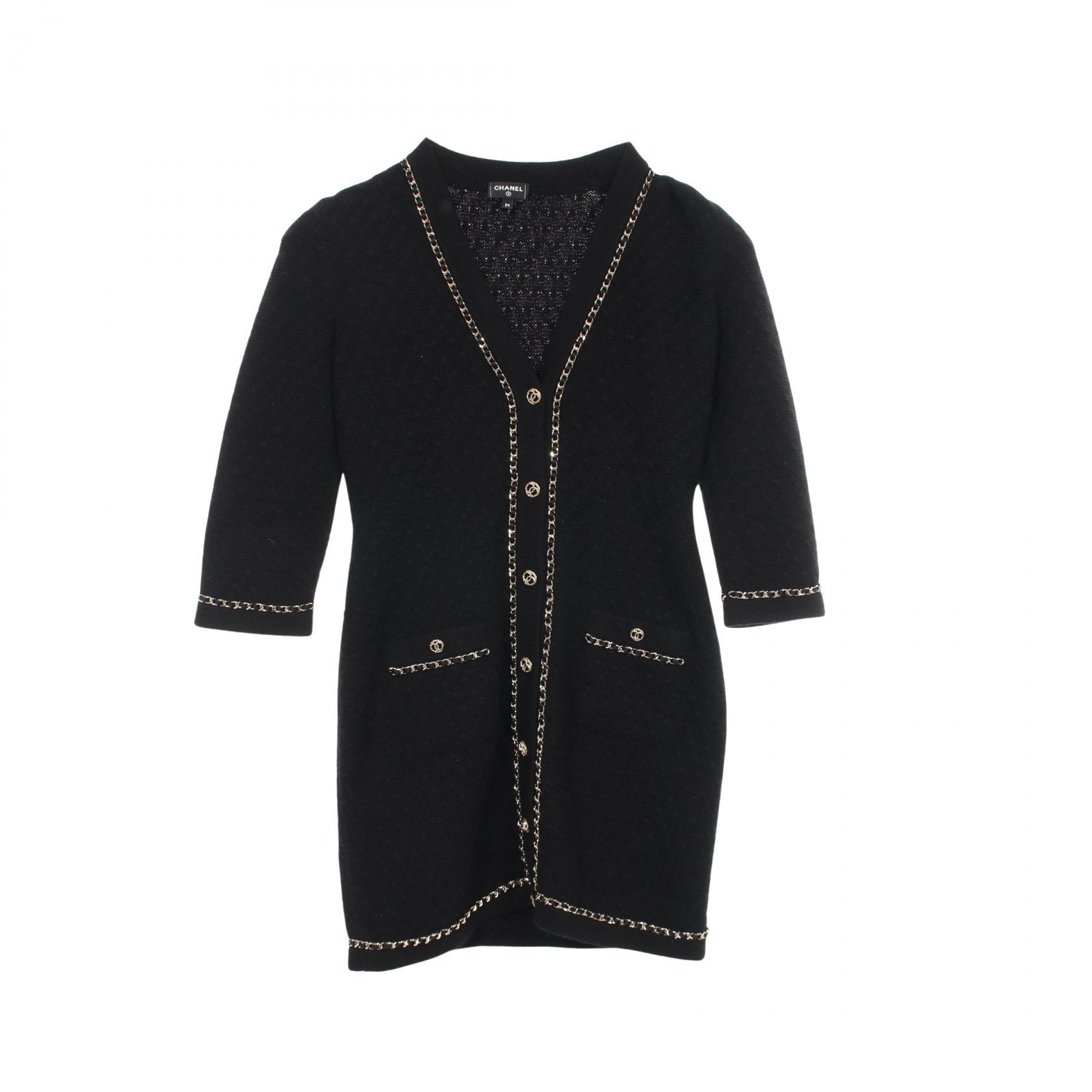 シャネル CHANEL ココマークボタン ロング カーディガン 衣料品 トップス カシミヤ レディース ブラック系 P75677K10893 【中古】
