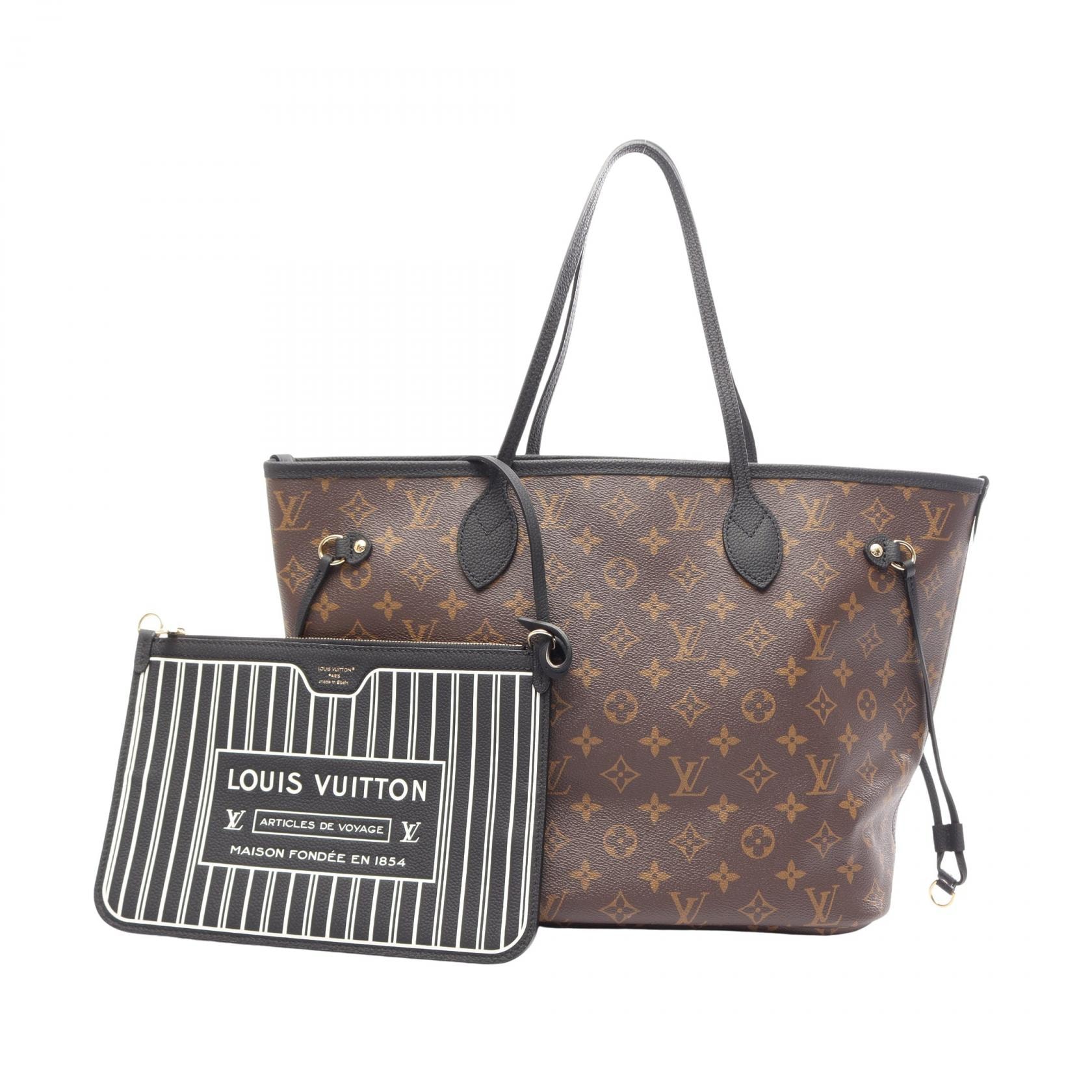 ルイ・ヴィトン LOUIS VUITTON ネヴァーフル インサイドアウトMM トートバッグ バッグ PVCコーティングキャンバス レザー モノグラム ブラック ノワール レディース ブラウン系 / ブラック系 M28351 【中古】