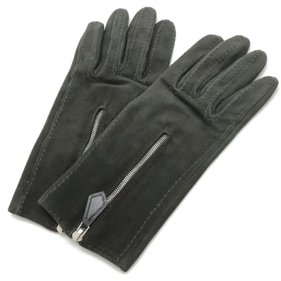 HERMES エルメス グローブ 手袋 チャック スエード ダークグレー #7