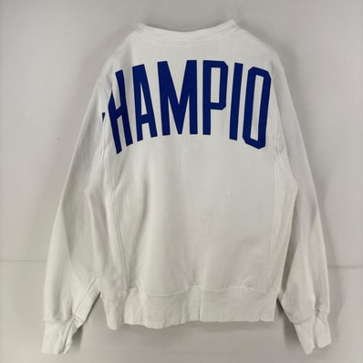 古着 チャンピオン Champion スウェット プルオーバー プリント クルーネック リバースウィーブ バックロゴ 刺繍 S ホワイト メンズ