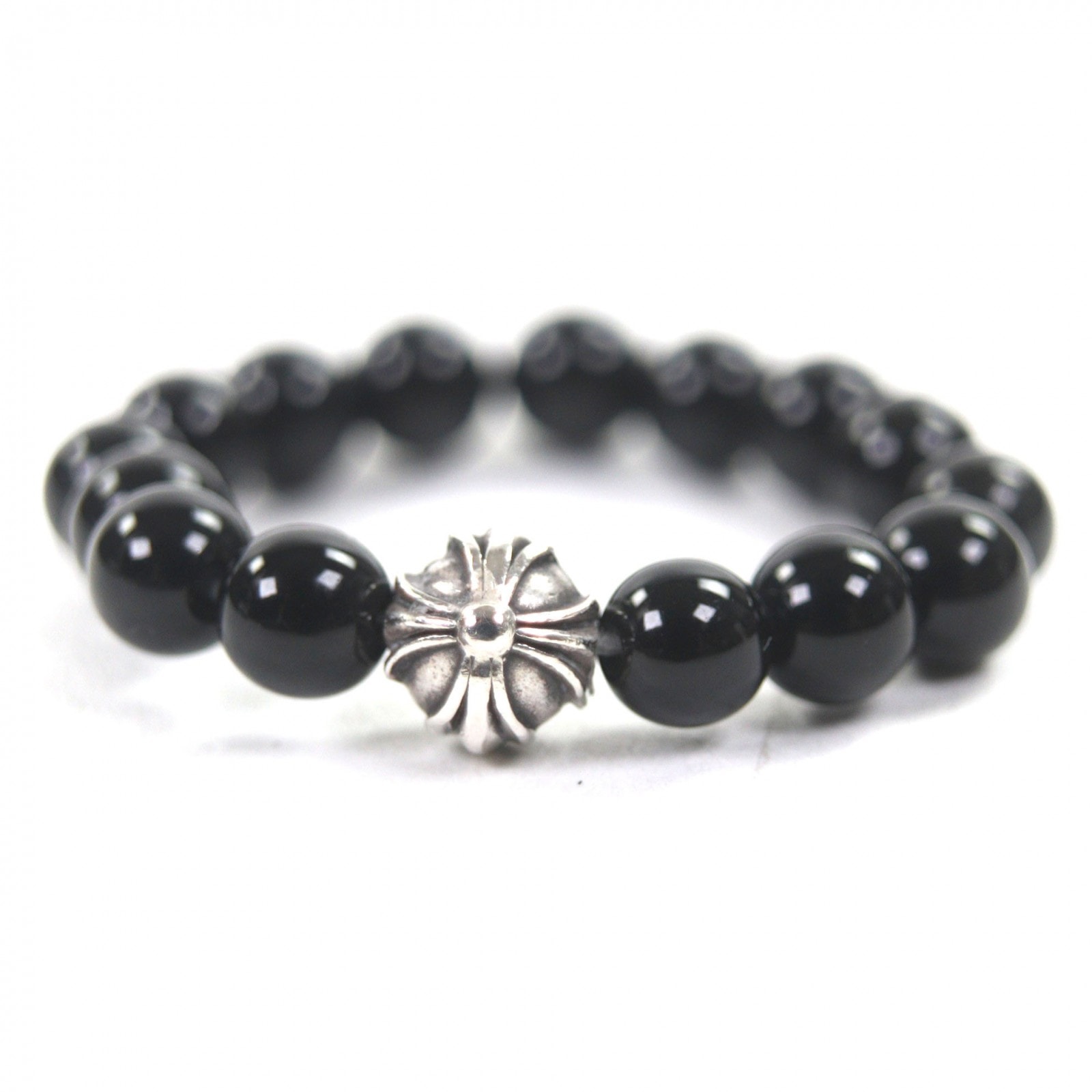 Chrome Hearts BEAD 925 Black Tourmaline Ring "Black/Silver"