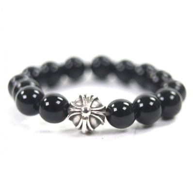 Chrome Hearts BEAD 925 Black Tourmaline Ring "Black/Silver"