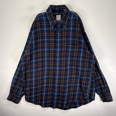 古着 ブルックスブラザーズ Brooks Brothers 長袖シャツ ボタンダウン フランネル 胸ポケット L ブルー系 チェック メンズ