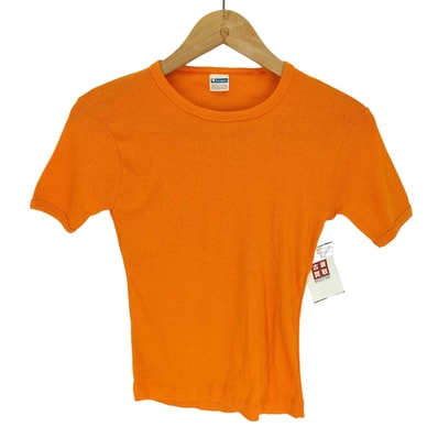 70S バータグ後期 USA製 ポリ コットン クルーネック S/S Tシャツ【1138313913300】