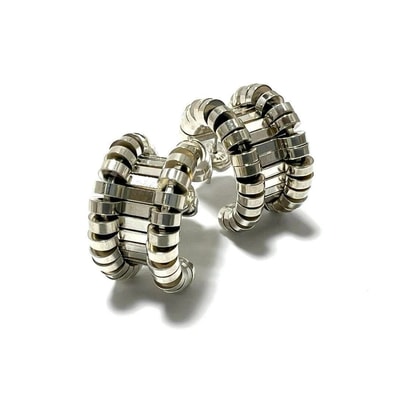 【美品・希少】ボッテガヴェネタ レディース ステープル フープ ピアス シルバー