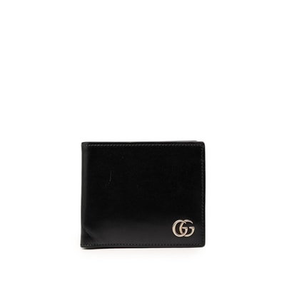 グッチ GGマーモント 二つ折り財布 428725 ブラック レザー メンズ GUCCI 【中古】