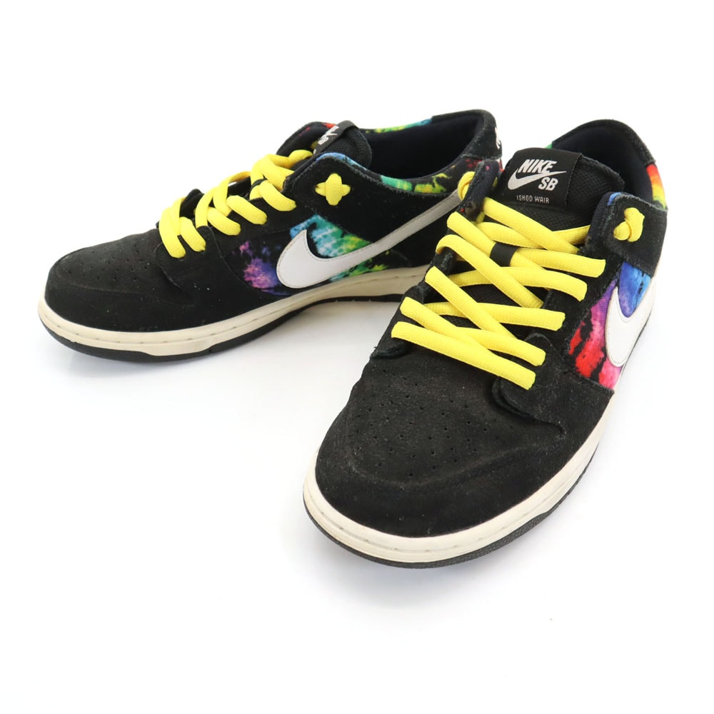 NIKE SB ナイキエスビー タイダイ柄 アイショッド・ウェア ダンク ロー スニーカー 28 ブラック 819674-019 シューレース付き