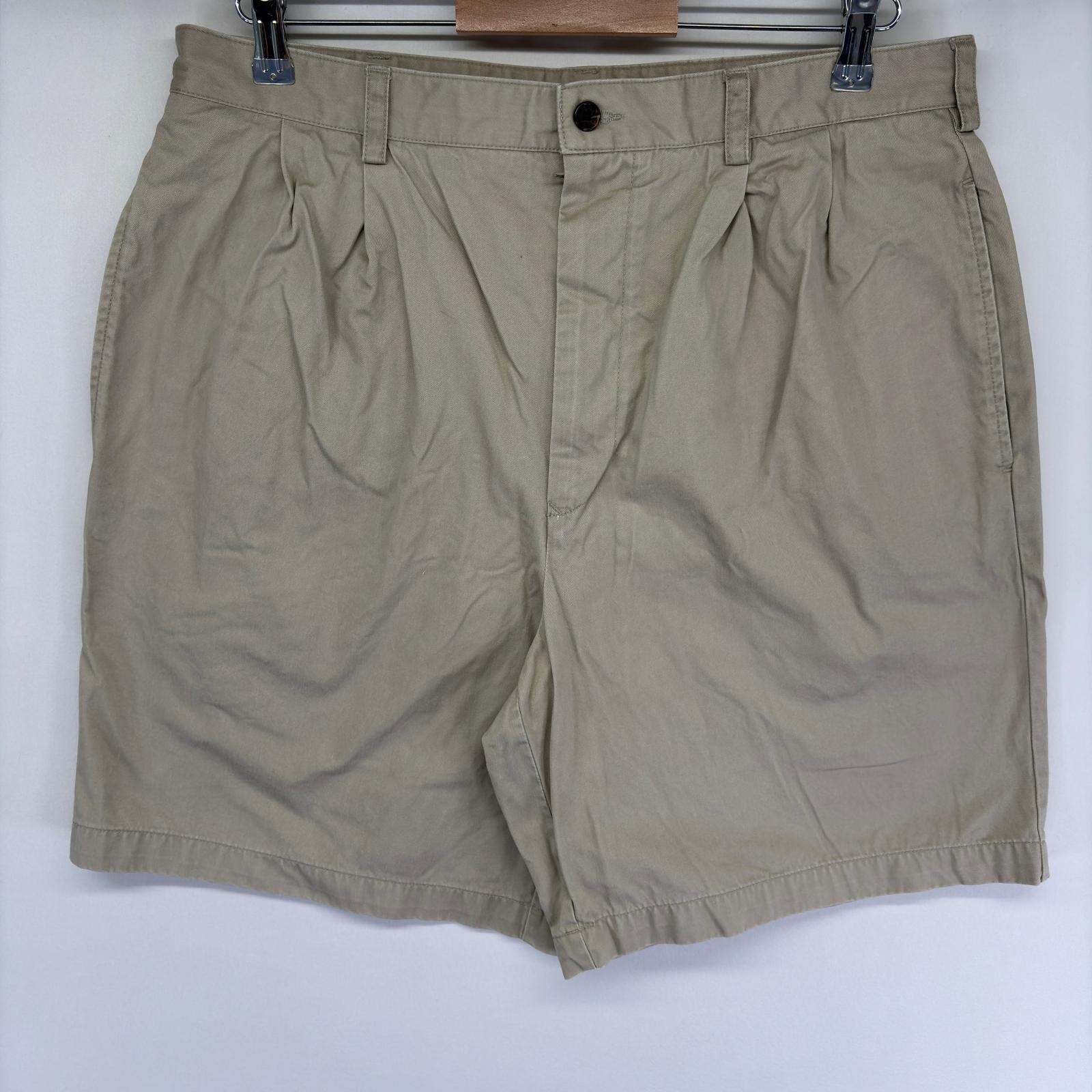 古着 トミーヒルフィガー TOMMY HILFIGER パンツ チノ ハーフ ワンポイントロゴ ショート ジッパーフライ w35  ベージュ系 メンズ