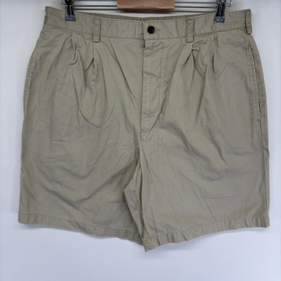 古着 トミーヒルフィガー TOMMY HILFIGER パンツ チノ ハーフ ワンポイントロゴ ショート ジッパーフライ w35 ベージュ系 メンズ