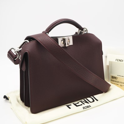 美品 FENDI フェンディ カーフレザー ピーカブー アイシーユー スモール 7VA530 2wayハンドバッグ ボルドー カーフレザー レディース