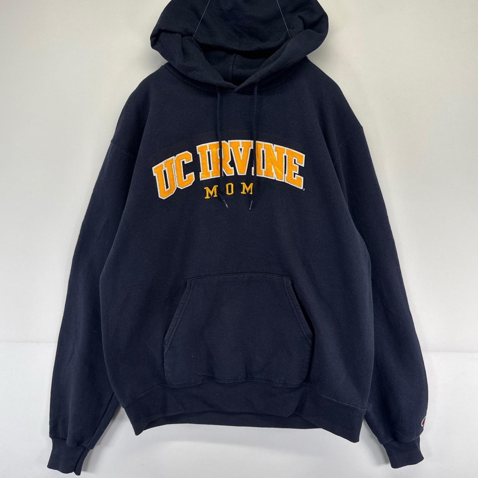 古着 チャンピオン Champion パーカー プルオーバー フーディ スウェット カレッジ ワッペン M ネイビー系 メンズ