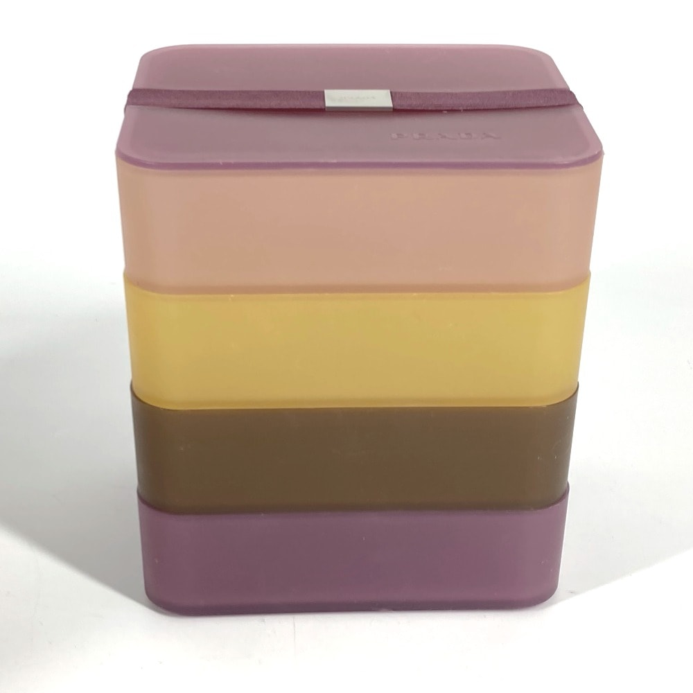 プラダ PRADA ロゴ 4段 インテリア ジュエリーボックス アクセサリーBOX 小物入れ プラスチック パープル