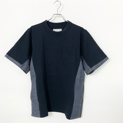 sacai Light Weight Denim x Cotton Jersey T-Shirt "Navy/Blue"