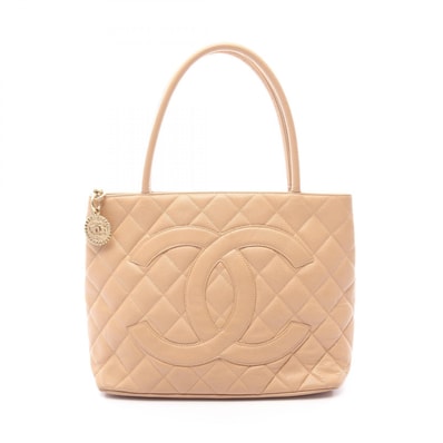 シャネル CHANEL 復刻トート トートバッグ バッグ カーフ(牛革) レディース ベージュ系 A01804 【中古】