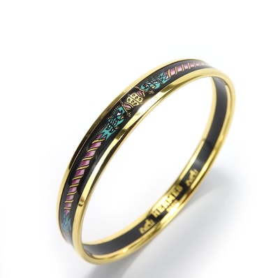 【中古】 エルメス ブレスレット エマイユPM メタル 七宝焼き マルチカラー ブラック ゴールド ゴールド金具 アクセサリー バングル 小物 レディース 女性 HERMES