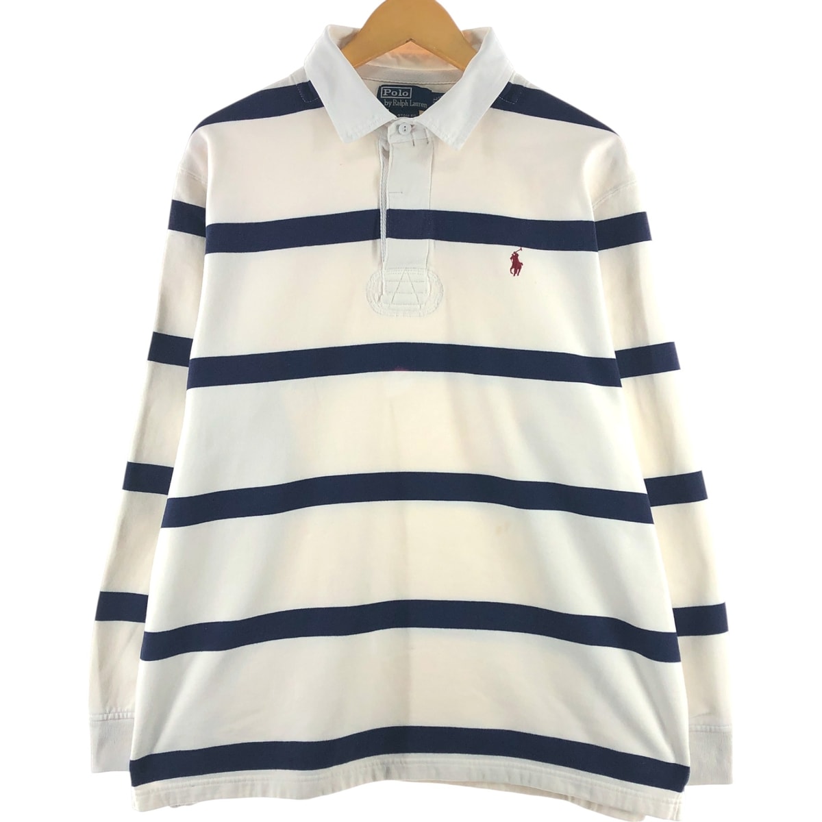 古着 ラルフローレン Ralph Lauren POLO by Ralph Lauren CUSTOM FIT ボーダー柄 長袖 ラガーシャツ メンズXL相当/eaa547923