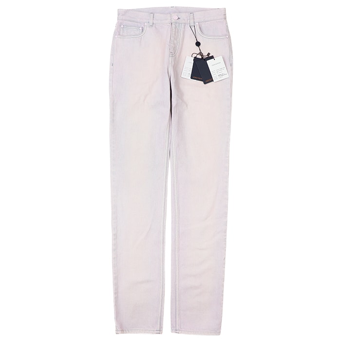 【極美品】LOUIS VUITTON ルイ・ヴィトン スリム デニムパンツ サイズ 28 メンズ レディース ユニセックス 20SS RM201 ロゴ ボタン チャーム ボトムス タグ付属 ペールピンク 桃色 イタリア製