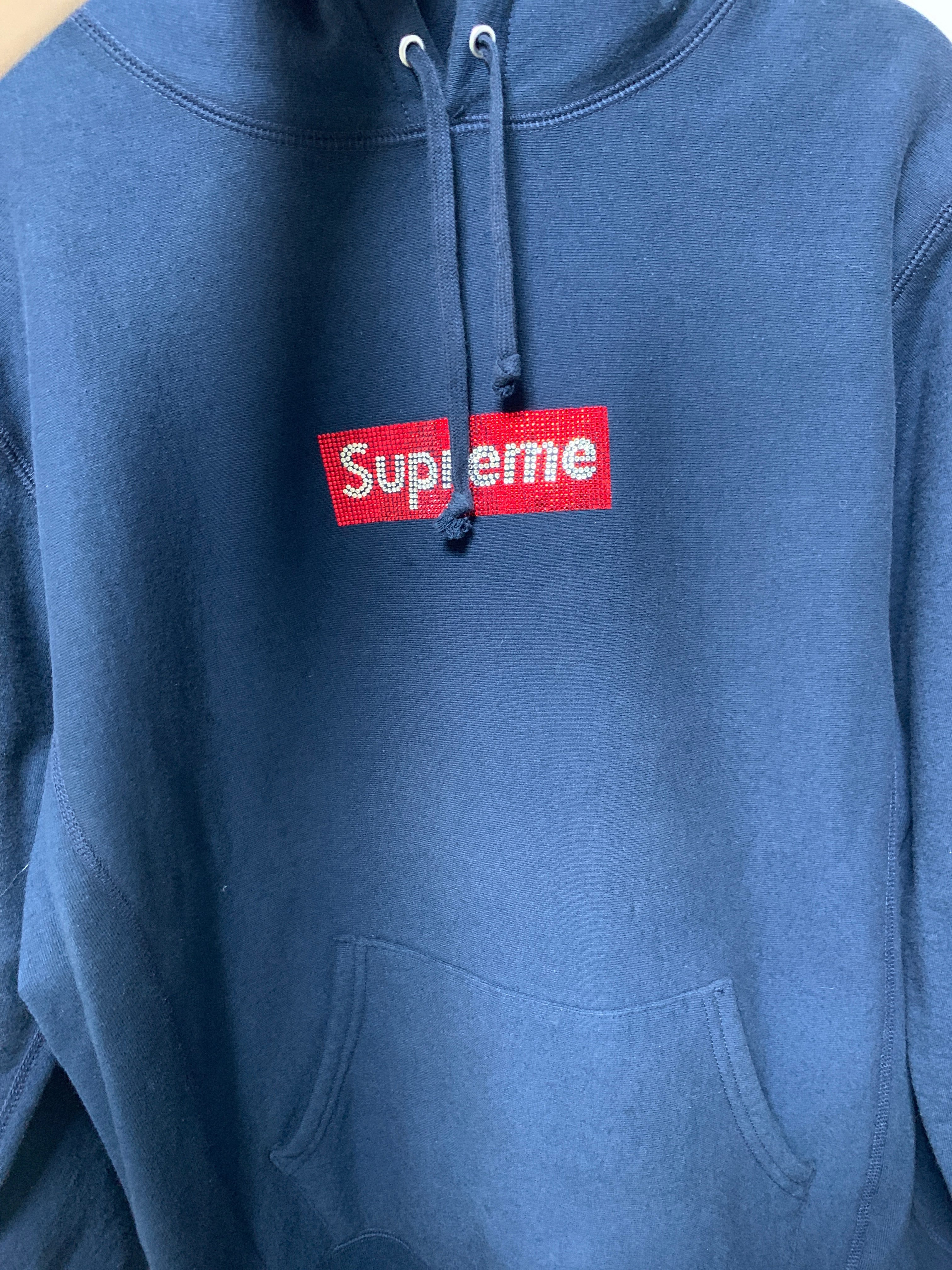 Supreme / Swarovski® Box Logo Hooded Sweeatshirt "Navy"