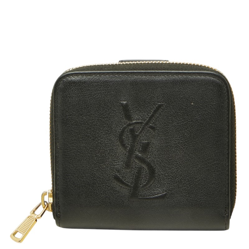サンローラン シェブレッテ 二つ折り財布 352906 ブラック レザー レディース SAINT LAURENT 中古